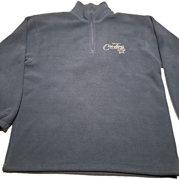 Vintage Dallas Cowboys Nfl Men's Large Fleece 1/2 Zip Pull Over Sweater Navy 90s - Picture 1 of 6
